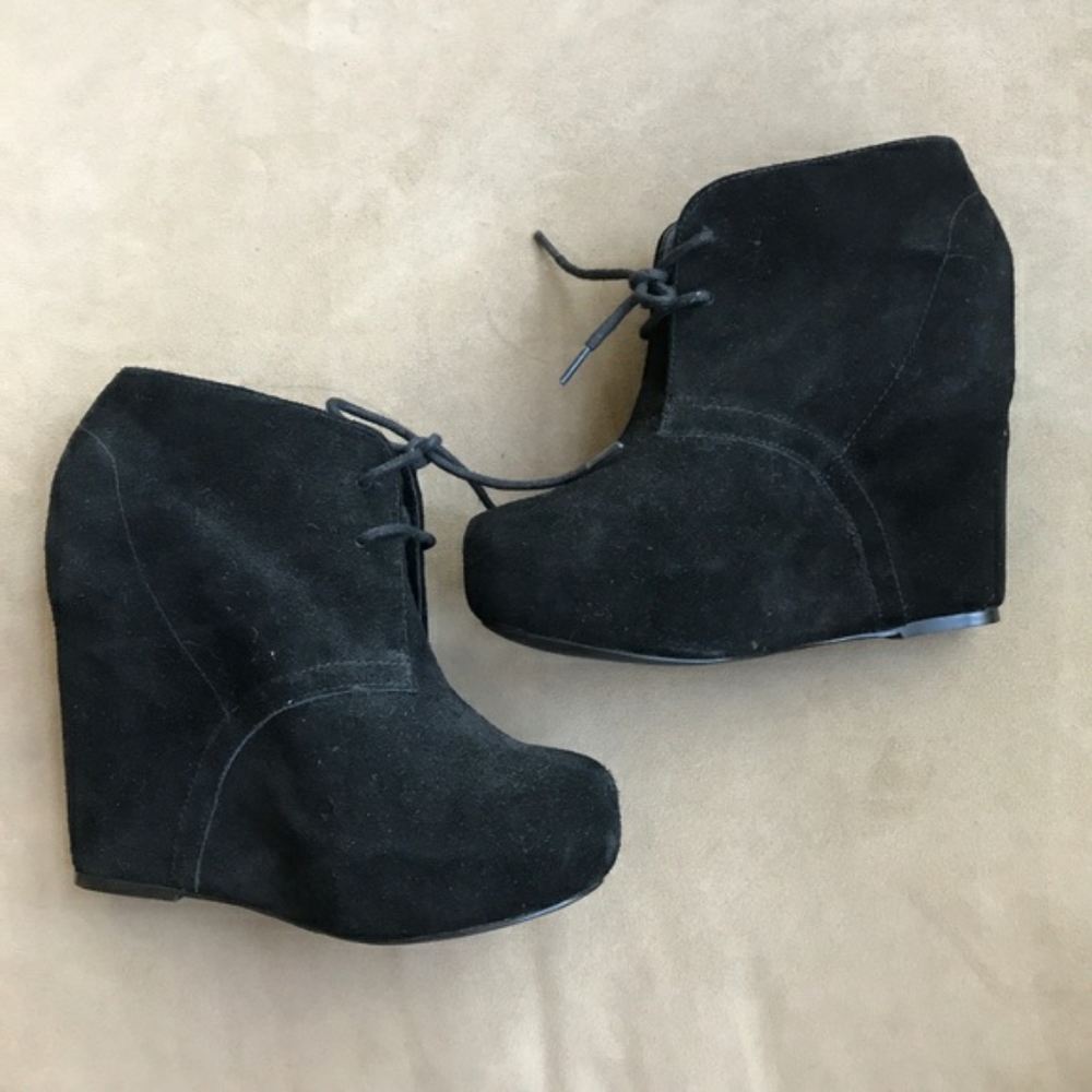 Steve Madden Annie Wedge Booties, Blk Suede 8